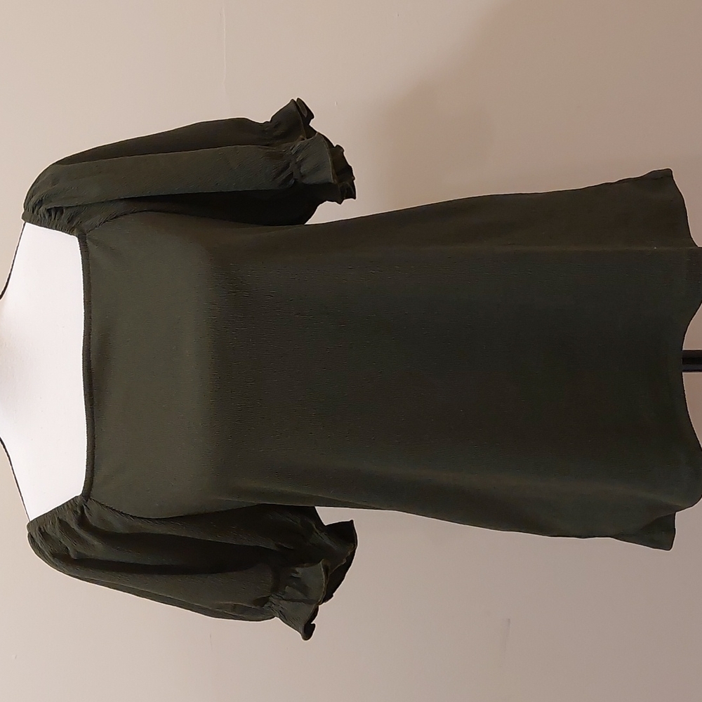 Ann Taylor Factory Olive Green Short Sleeve Blouse NWT
